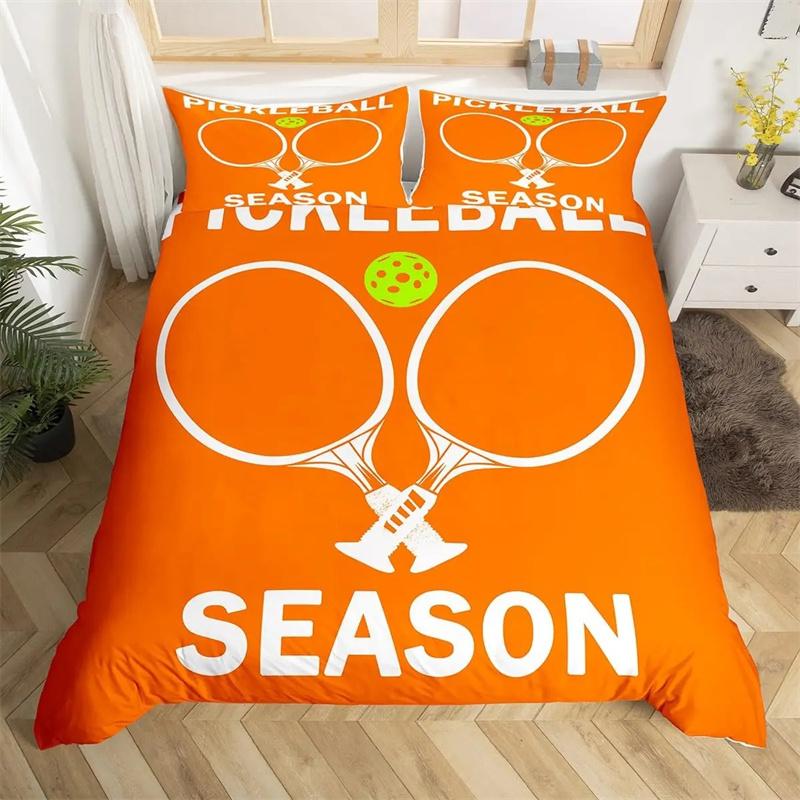 Sports Badminton Duvet Cover Fluorescent Green Pink Badminton Racket Bedding Set Sports Game Comforter Cover Fashion Quilt Cover