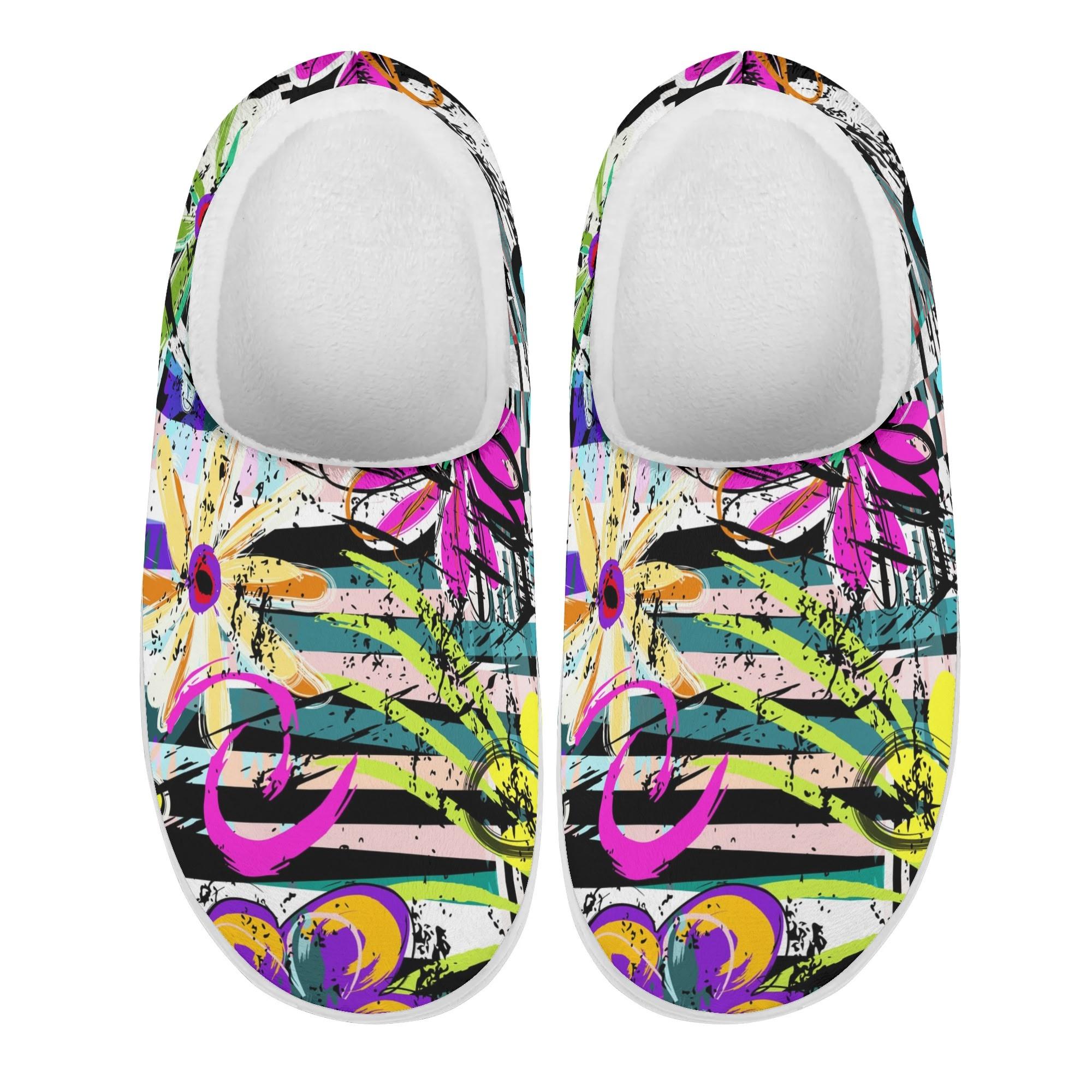 

1 Pair Warm Soft Cotton Indoor Slippers Unisex Plush House Shoes Lightweight Anti Slip Sole Comfortable Winter Footwear Daily Wear 48 білий