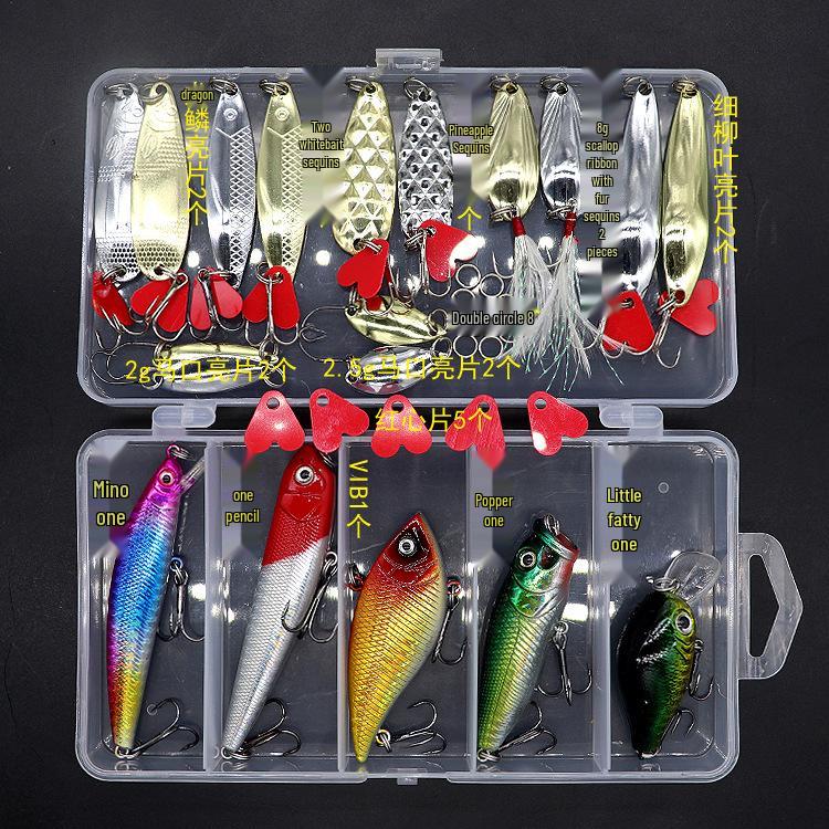 Lure Spinner & Soft Bait Thunder Frog Minnow Hook Combo Set In Box