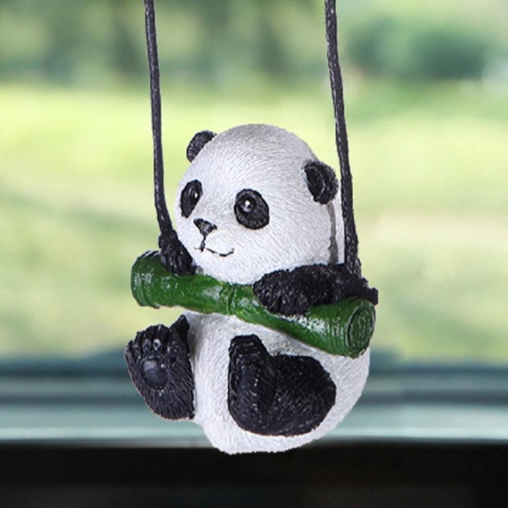 Lanyard Panda Car Rearview Mirror Pendant Resin Car Hanging Ornament Automobile Decoration