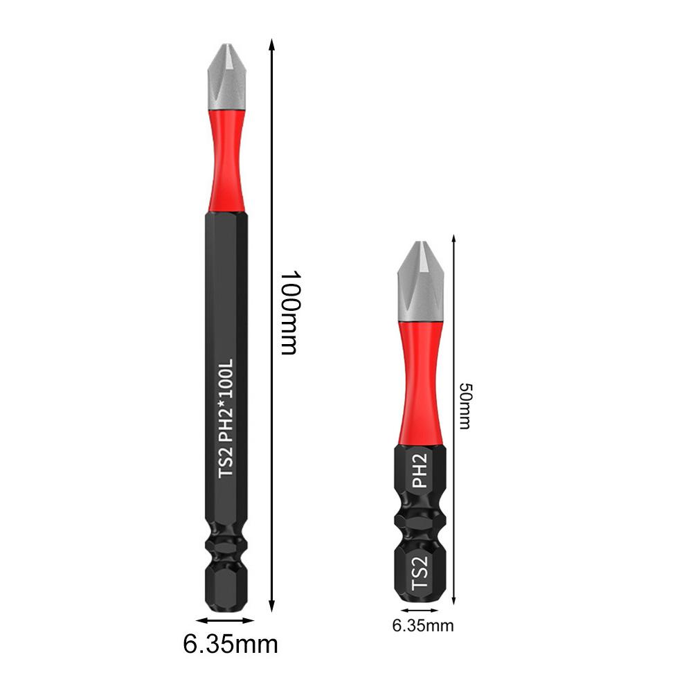 2PCS Screwdriver Bit PH2 50/65/100mm Impact-Screwdriver Bits Magnetic-Phillips Driver Drill Head Tool Accessory Series
