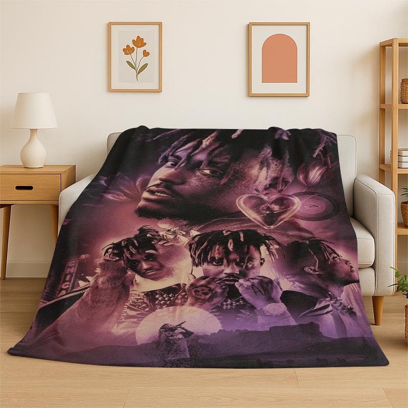Retro Juice WRLD 999 Legende Rapper Star Flanelldecke Weiche Warme Überwurfdecke für Schlafzimmer Wohnzimmer Bett Reise Camping
