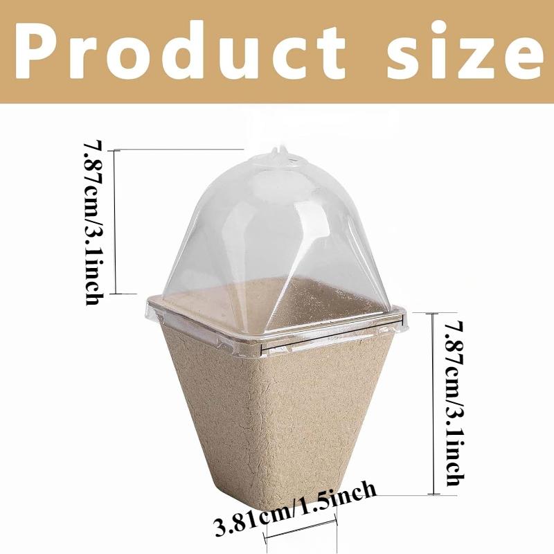 

20 штук/набор, Посадочные горшки для рассады с куполом влажности - Квадратные биоразлагаемые горшки для рассады - Садовые овощи, цветы, проращивание 20pack