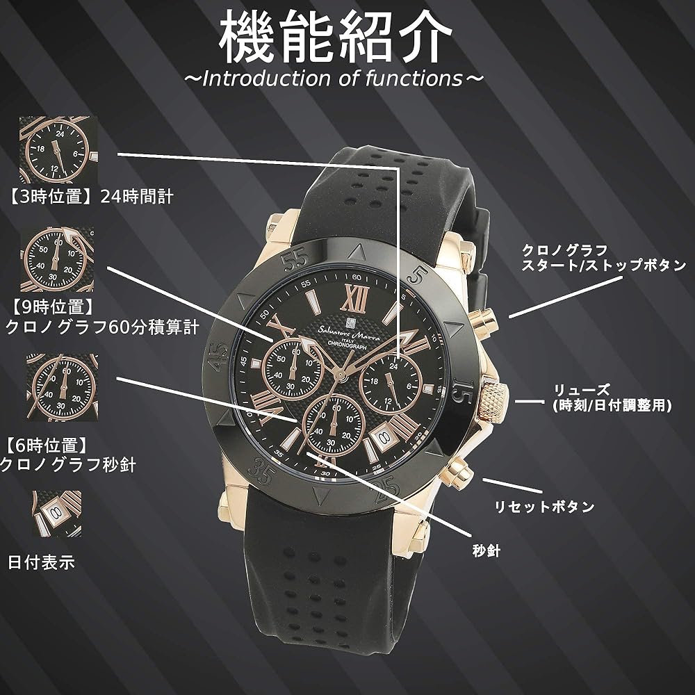 Salvatore Marra Chronograph Analog Quartz Watch Men's Black Business Style