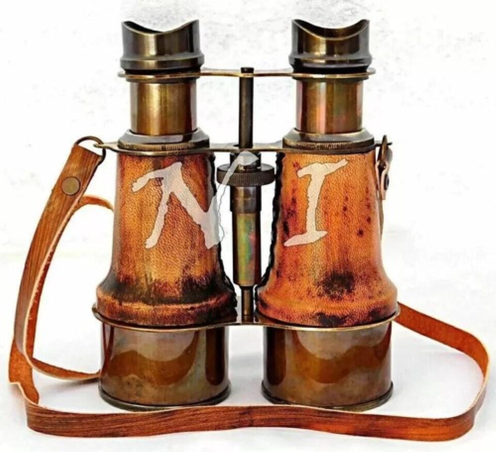 Vintage Binocular Folding Monocle Telescope Spyglass Solid Brass Antique Finish