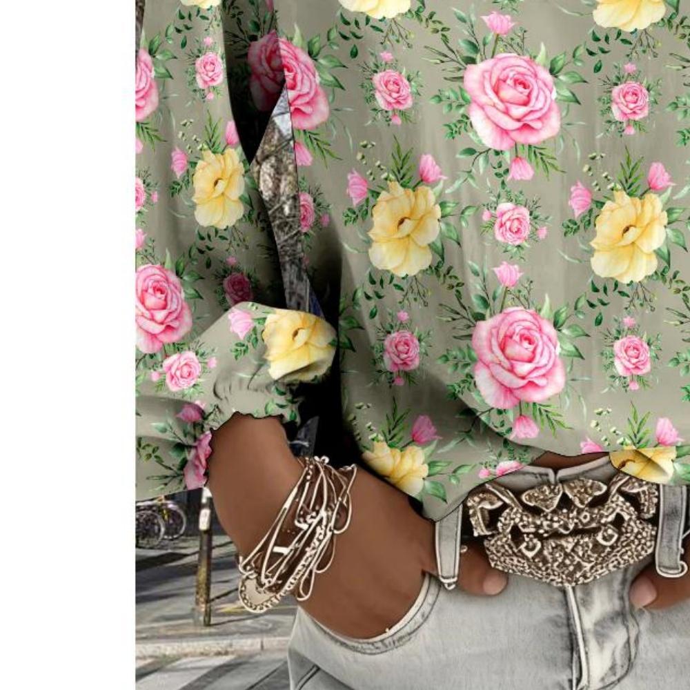 Lady Bohemian Retro Western Style V-Neck Shirt - Lantern Sleeve, Suitable for Spring and Summer Vacations, Casual Attire and Bohemian Style Wearing