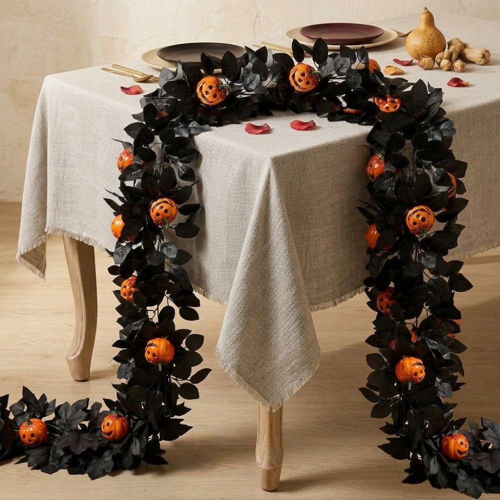 Flexible Halloween Pumpkin Garland Reusable Fake Maple Leaf Hanging Event Planners