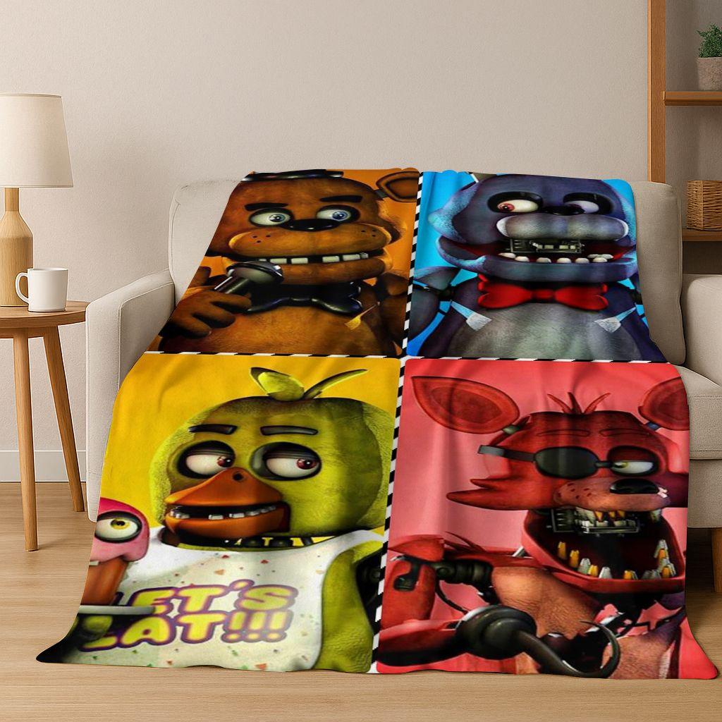 3D F-FNAF Game Cartoon Flannel Blanket Soft Warm Throw Blanket for Bed Bedroom Room Living Room Travel Camping Picnic Gift
