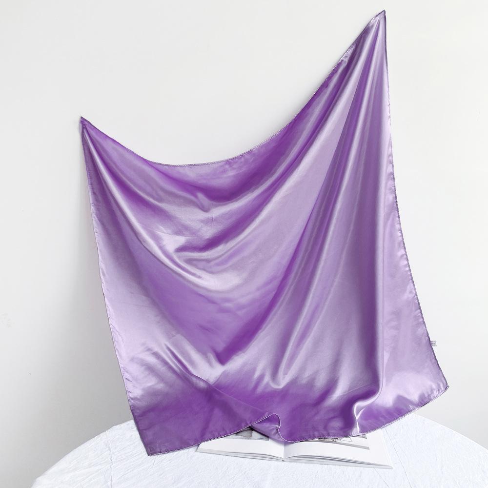 Fashionable New Versatile Headscarf Large Square Scarf Solid Color Scarf Women'S Simulated Silk Satin Scarf