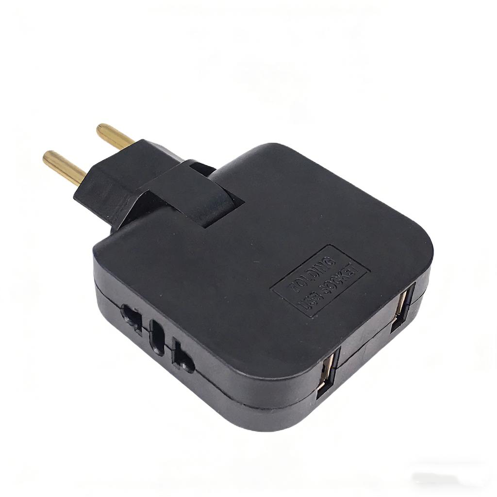 European Standard Rotating Plug Adapter – 180° Rotatable Multi-Outlet Extension Socket Cordless, Lightweight & Portable