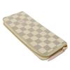 Used 12564 Portefeiulle Clemence N61264 7940 Logo Ivory Zip Around Damier Azur Rose Ballerine for Women from Japan