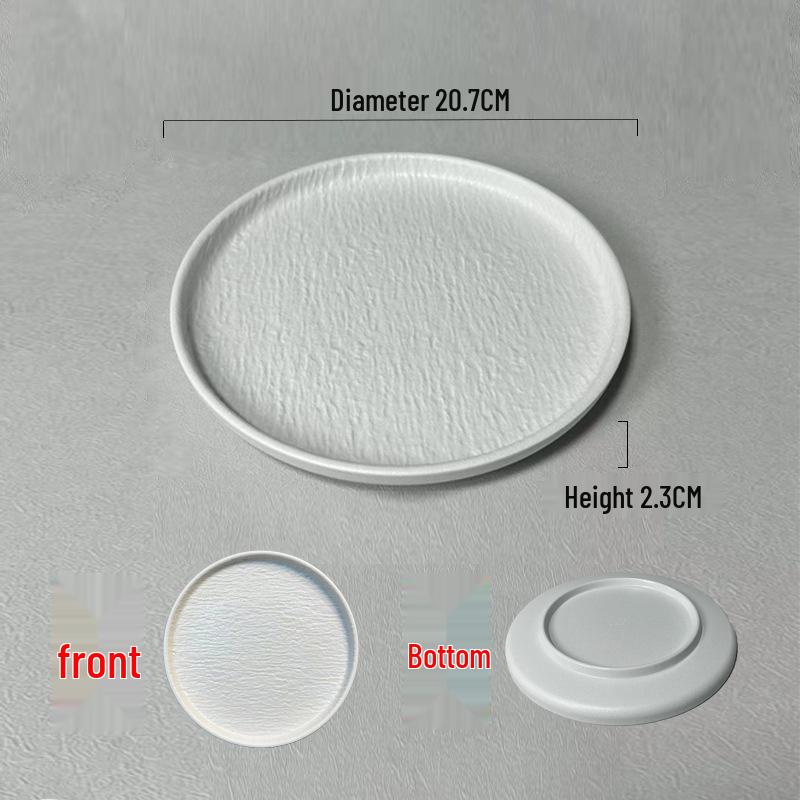 Melamine Imitation Stone Grain Round Plate - Simple Western Food & Dessert Plate