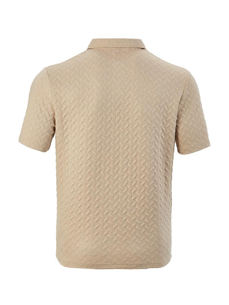 Men's Breathable Sweat Wicking Sweatshirt, Loose and Casual, Solid Color Jacquard Fabric, Men's Short Sleeved Polo Shirt