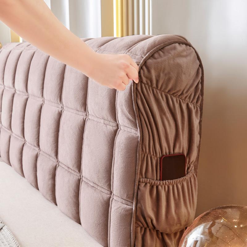 Luxury All-inclusive Velvet Bed Back Protector Cover Thicken Quilted Headboard Cover Super Soft Plush Quilting Bed Head Cover