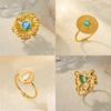 Green Opal Stone Rings For Women Girls Gold Color Stainless Steel Ring Wedding Aesthetic Y2K Jewelry Accessories Party Gift