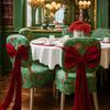 Christmas Chair Sashes Bows Large Velvet Chair Cover Back Tie Supplies for Christmas Banquet Home Wedding Event Holiday Party Decor