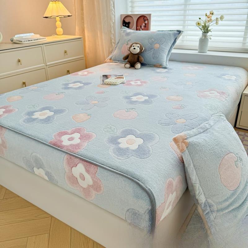 Milk fleece mattress winter thickened Simmons bedspread protective cover fleece non-slip