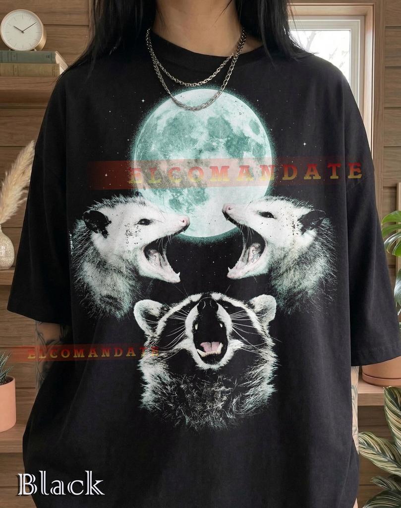 Screaming Possum Raccoon Moon Comfort Colors® Tshirt, Funny Trash Panda Meme Retro Graphic Tee, Vintage 90s Y2K Animal Streetwear Shirt