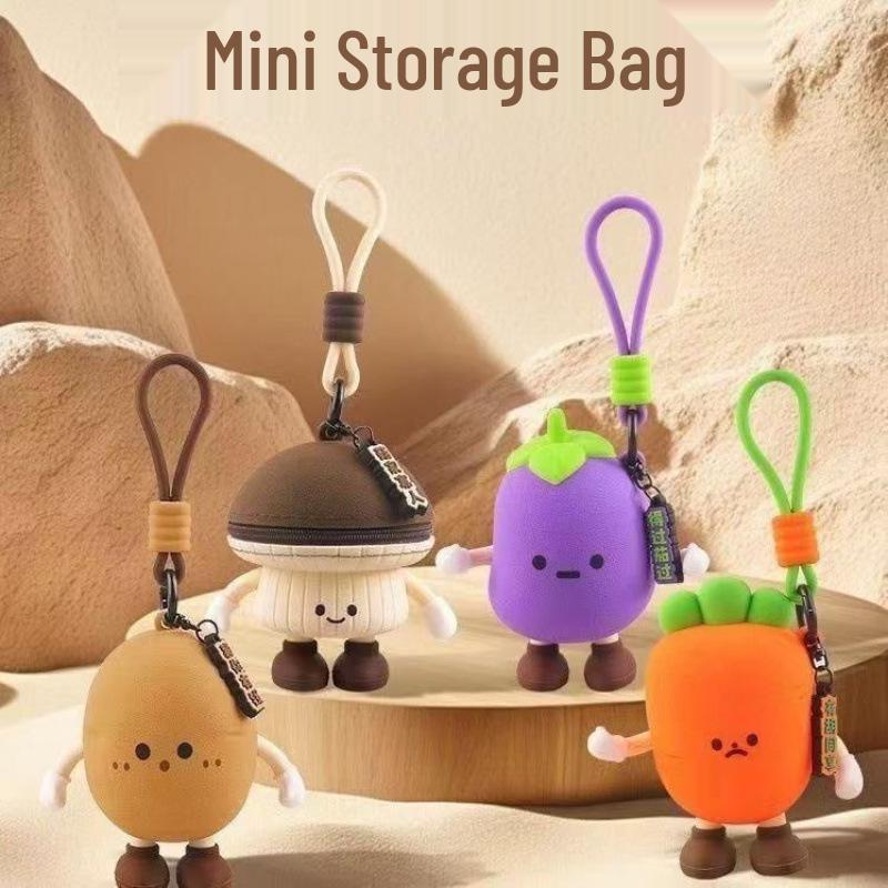 Cute Silicone Vegetable Coin Purse: Shiitake Mushroom & Potato Design for Earphone and Key Storage