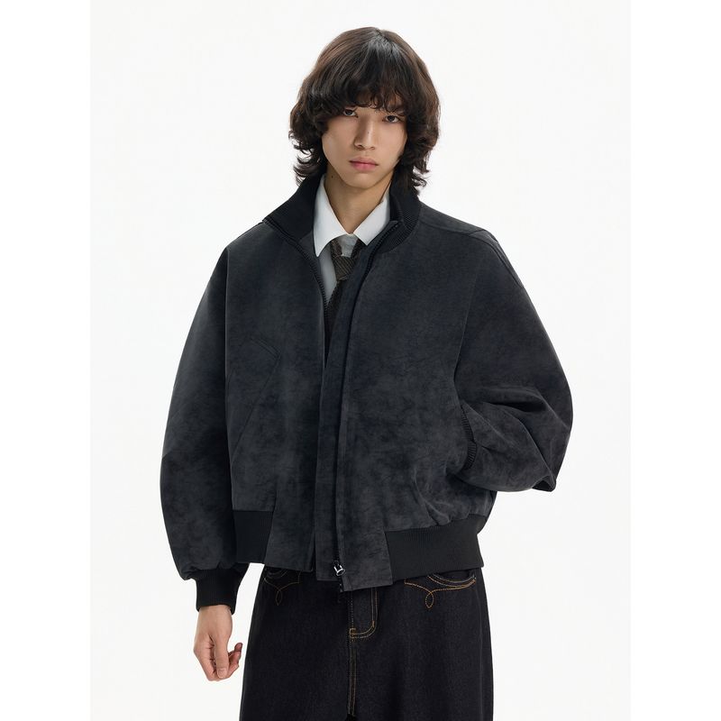 Blaexit American Retro Bomber Pilot Jacket Men's Winter Thickeneded Cleanfit Suede Jacket