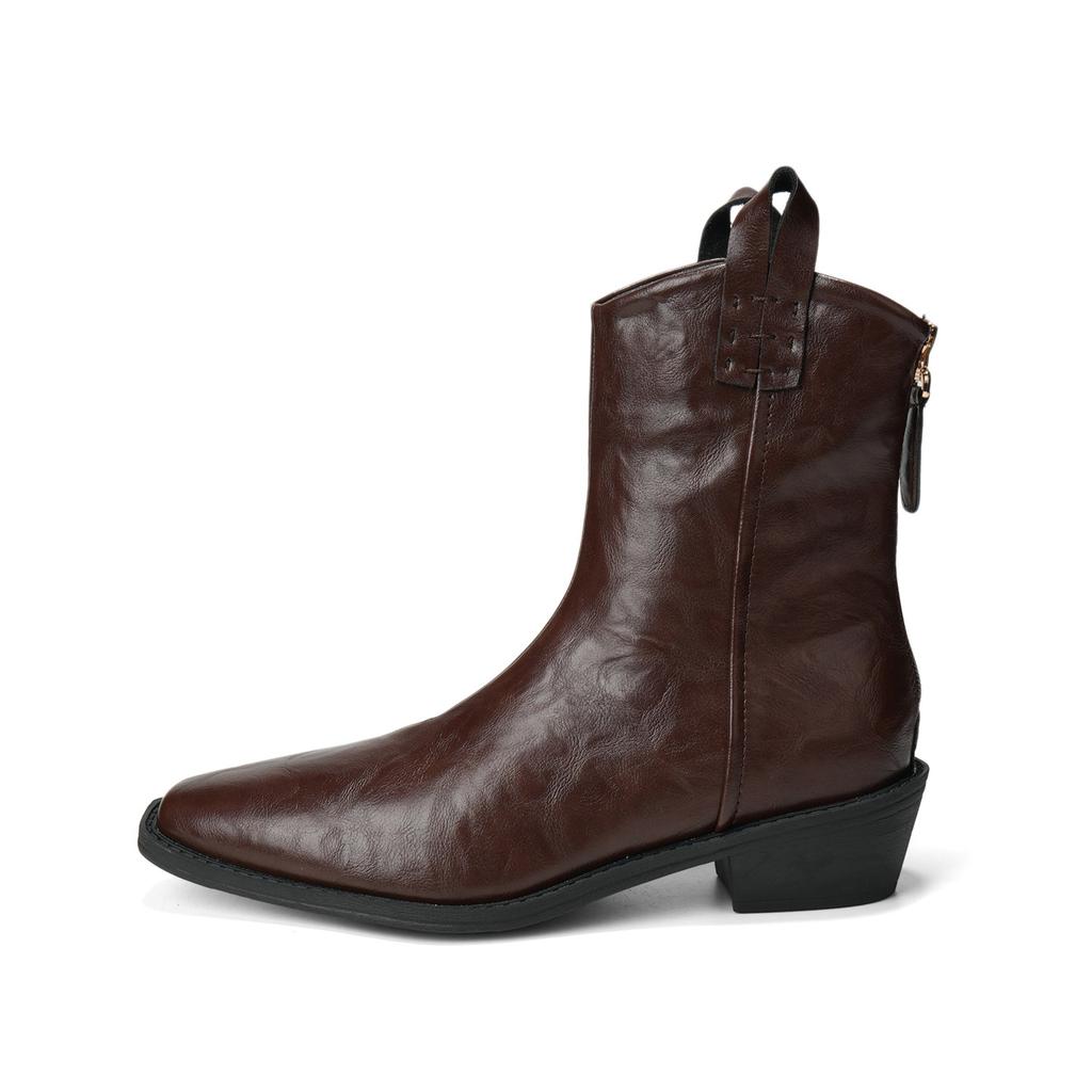 Autumn and winter pointed head V-mouth high-heeled Chelsea West cowboy boots thick heel Martin boots women's short boots women's short boots