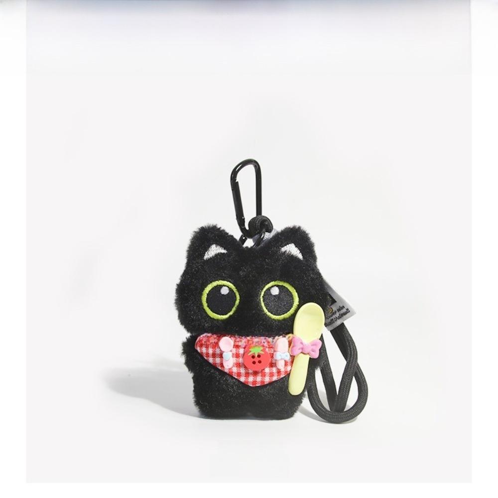 Cute Fish Black Cat Plush Doll Keychain Bib Strawberry Doll Bag Pendant Wings Car Key Ring Gifts