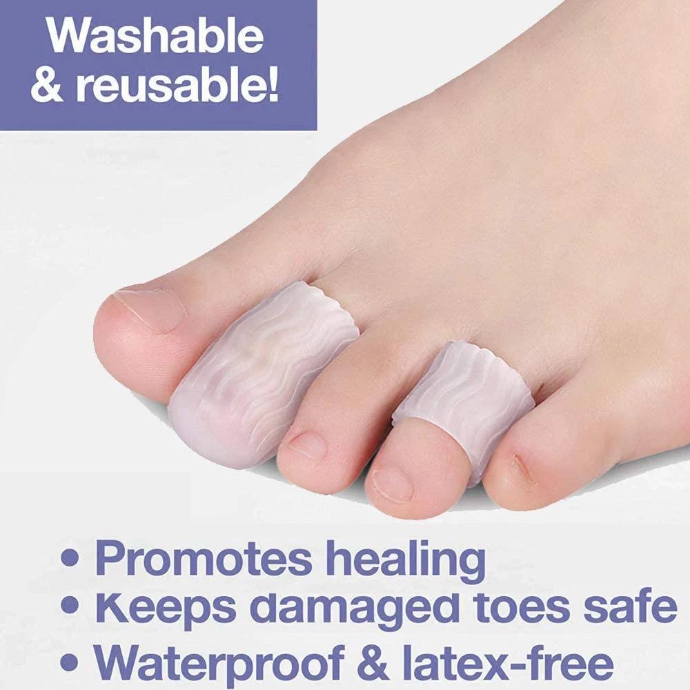 5 Pair Silicone Toe Tubes Sleeves Protector Cushions Finger Toe Separator for Comfort Relief