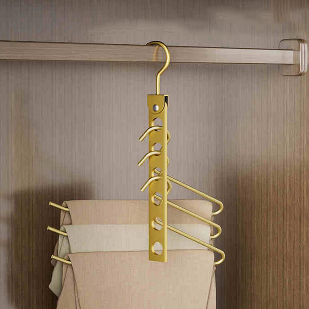 6/8 Hole Clothes Hanger Space Saving Foldable Pants Hanger Foldable Pants Hanger Magic Seamless Multilayer Closet Organizer