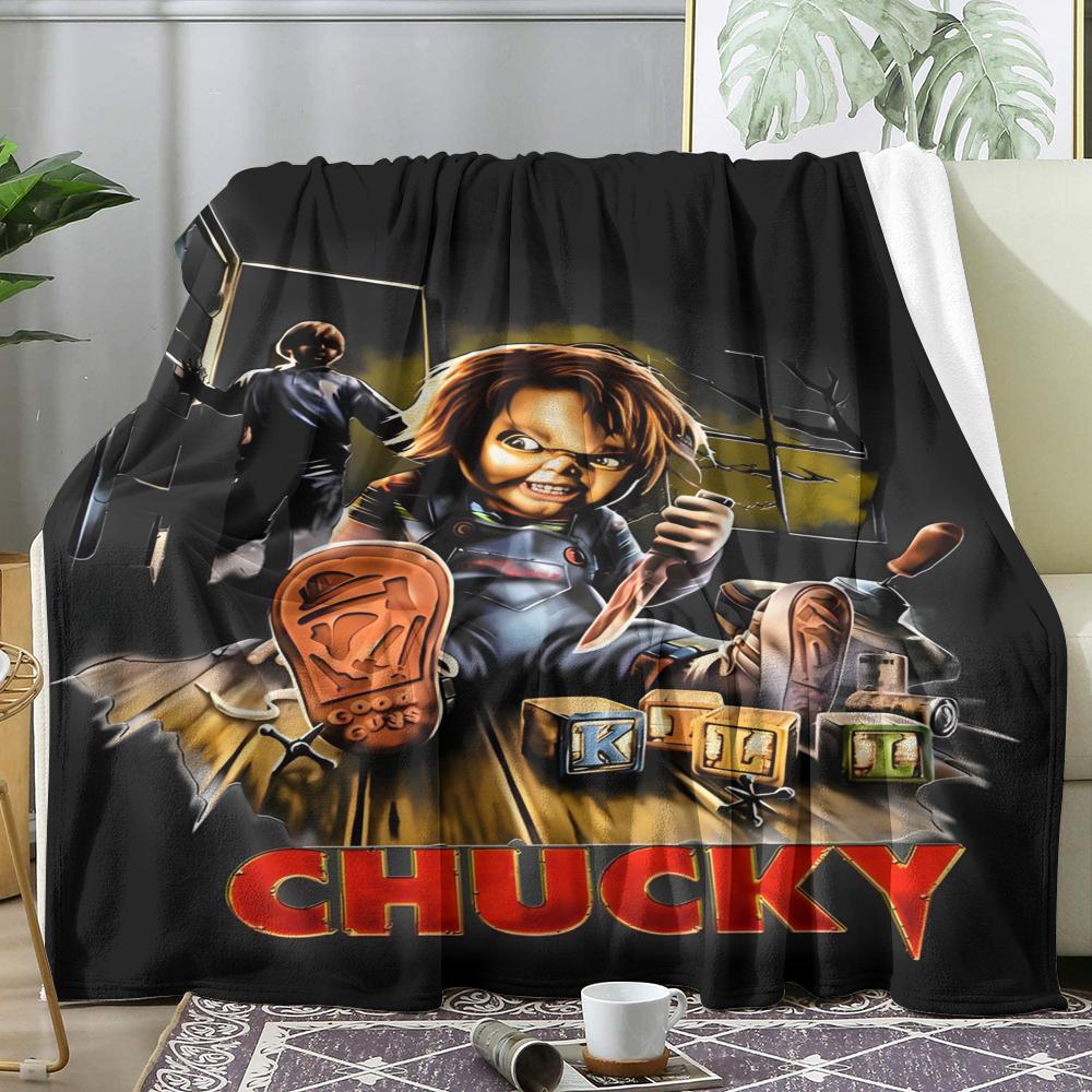 C-Chucky Horror Movie Throw Soft Flannel Throw Blanket, Lightweight Breathable Summer Nap Blanket For Home Travel Cozy Decor