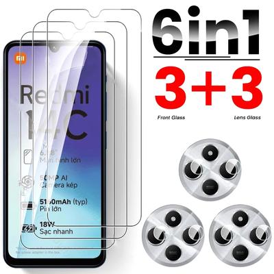 [3+3] 6pcs/Lot Redmi 14C 4G HD Clear Screen Protector Tempered Glass + Camera Lens Film POCO C75 Anti-Scratch Protective Glass Film