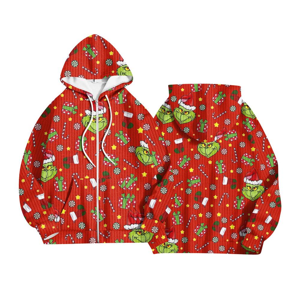 Women's Fashion Jacket Casual Printed Long-sleeved Hooded Cardigan Sweatshirts