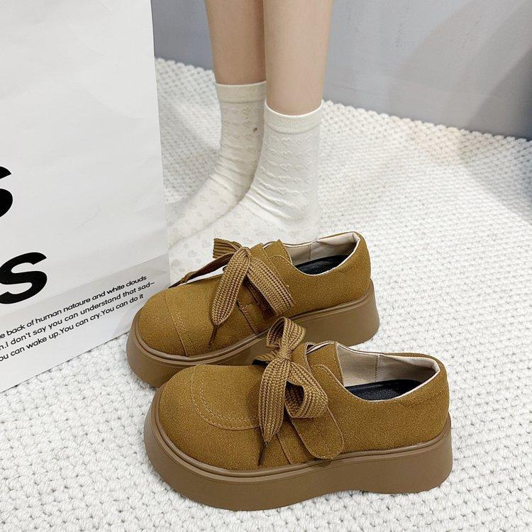 [Ushilai] Retro Platform Loafers Women's Spring 2025 New Fashion Casual Versatile British Single Shoes