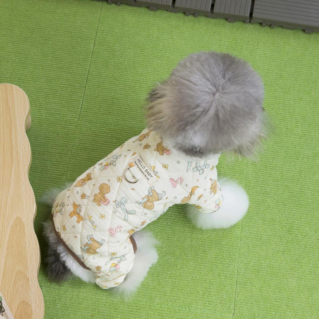 Small Dog Pet Clothing Dog Clothes Cat Autumn and Winter Warm Teddy Pomeranian Bichon 25 Cotton Yarn Four-leg Home Clothes