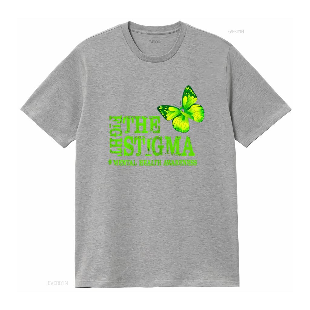 Women s Fight The Stigma T Shirt Mental Health Awareness Month Black vintage Washed homme streetwear Stylish Casual