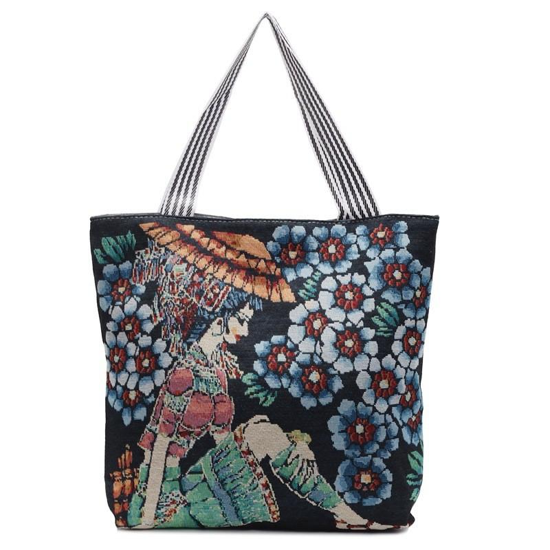 Canvas Bag With Embroidery For Casual Daily Use And Urban Style