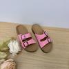 2025 Women's Plus Size Casual Beach Cork Slippers with Double Buckle