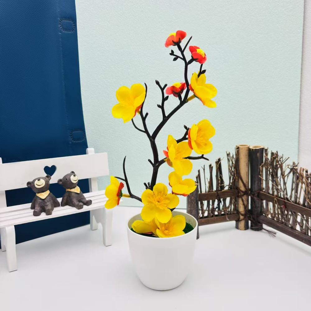 Artificial Plum Blossom Botanical Potted Plant For Wedding Decoration Bedroom