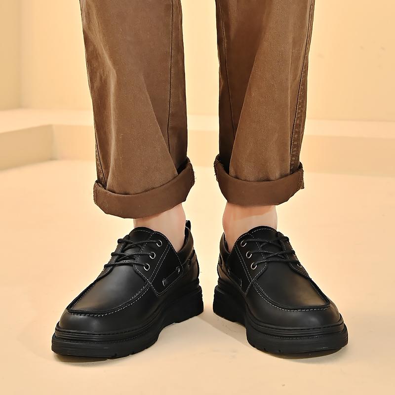 Elegant Men Social Casual Shoes Thick Bottom Loafers For Men Driving Moccasins Comfortable Lace Up Wedding Shoes Big Size 38-46