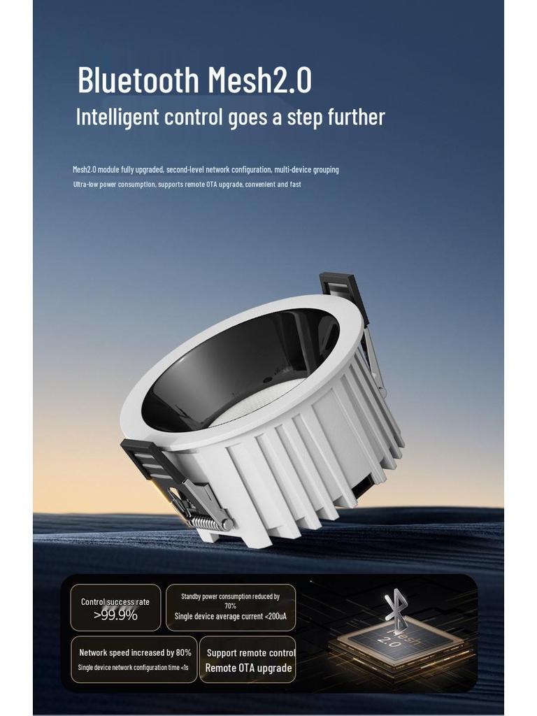 Mijia Smart LED Einbaustrahler: Bluetooth 2.0, Vollspektrum, Integrierte Deckenleuchte für Wohnzimmer