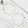 ORSA JEWELS New Summer Beach Anklet Fashion 925 Silver Cable Chain Multicolor 4A Zircon Anklet for Women jewelry SA93