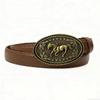 Fashion Luxury Design Western Cowboy Belt Trendy Brand Retro Embossed Horse Buckle Belt Vintage Jeans Pants Belt For Women Man