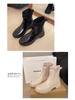 2025 Women's Fashion Elastic Band Waterproof Rain Boots - Thick Sole, Solid Color, Non-Slip & Versatile Casual Galoshes