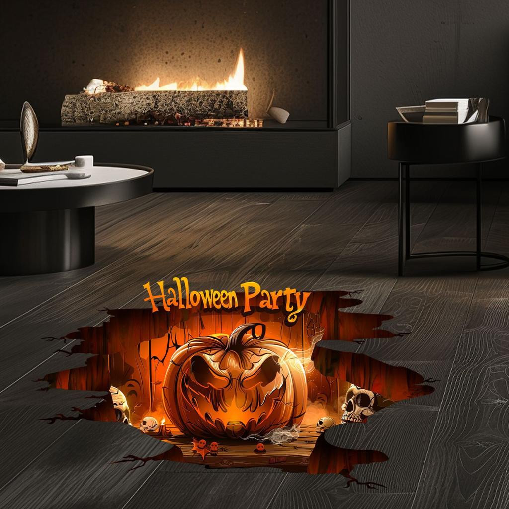 Halloween Pumpkin Wall Decal Self Adhesive Removable Horror Theme Home Decor for Living Room Bedroom Party Decoration