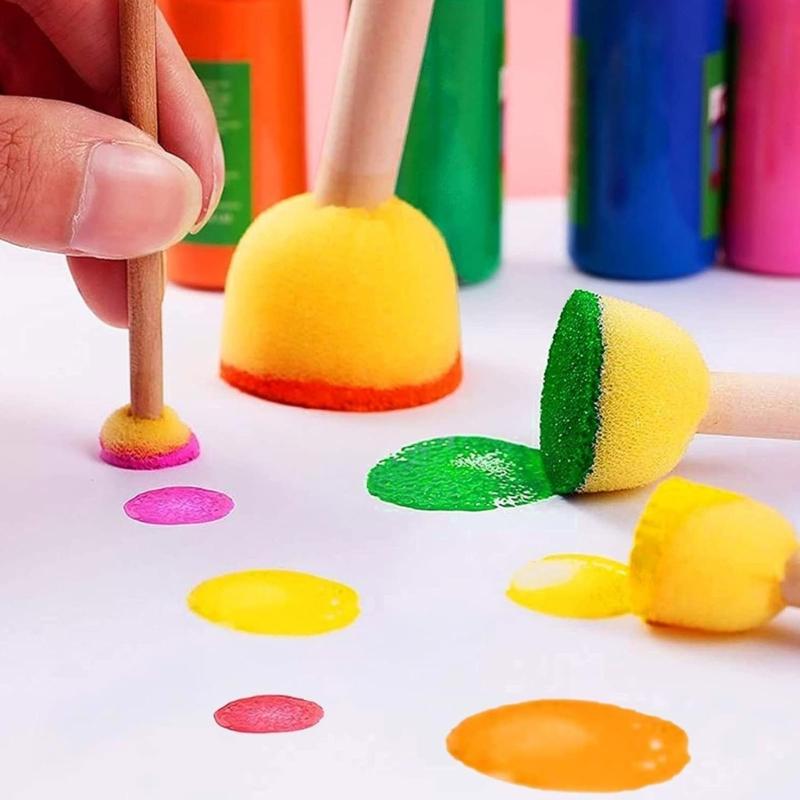 30Pieces Sponge Brush Round Sponge Brushes Paint Sponges for Acrylic Painting, Painting Tool for Kids DIY Art Craft