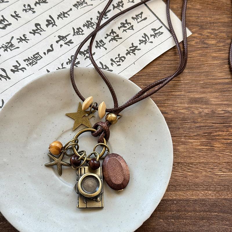 Bohemian Butterfly Camera Pendant Necklace Retro Ethnic Sweater Chain Personality Premium Sense Items