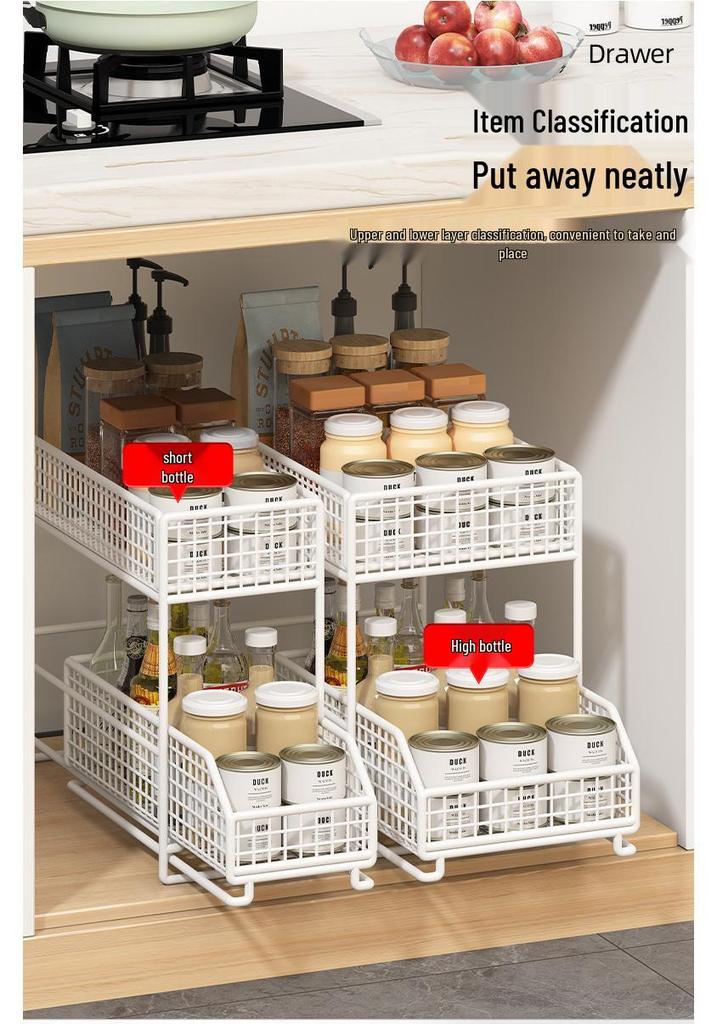 Double Layer Pull-Out Under-Sink Storage Rack
