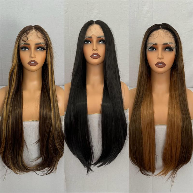 Synthetische Lace Front Perücke Highlight Ombre Lockere Body Wave Perücke Hitzebeständige Synthetikhaar-Perücke für Schwarze Frauen Täglich