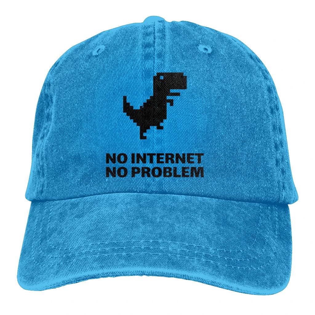 Adjustable Solid Color Baseball Cap NO INTERNET Washed Cotton Trex Cactus Offline Funny Games Sports Woman Hat