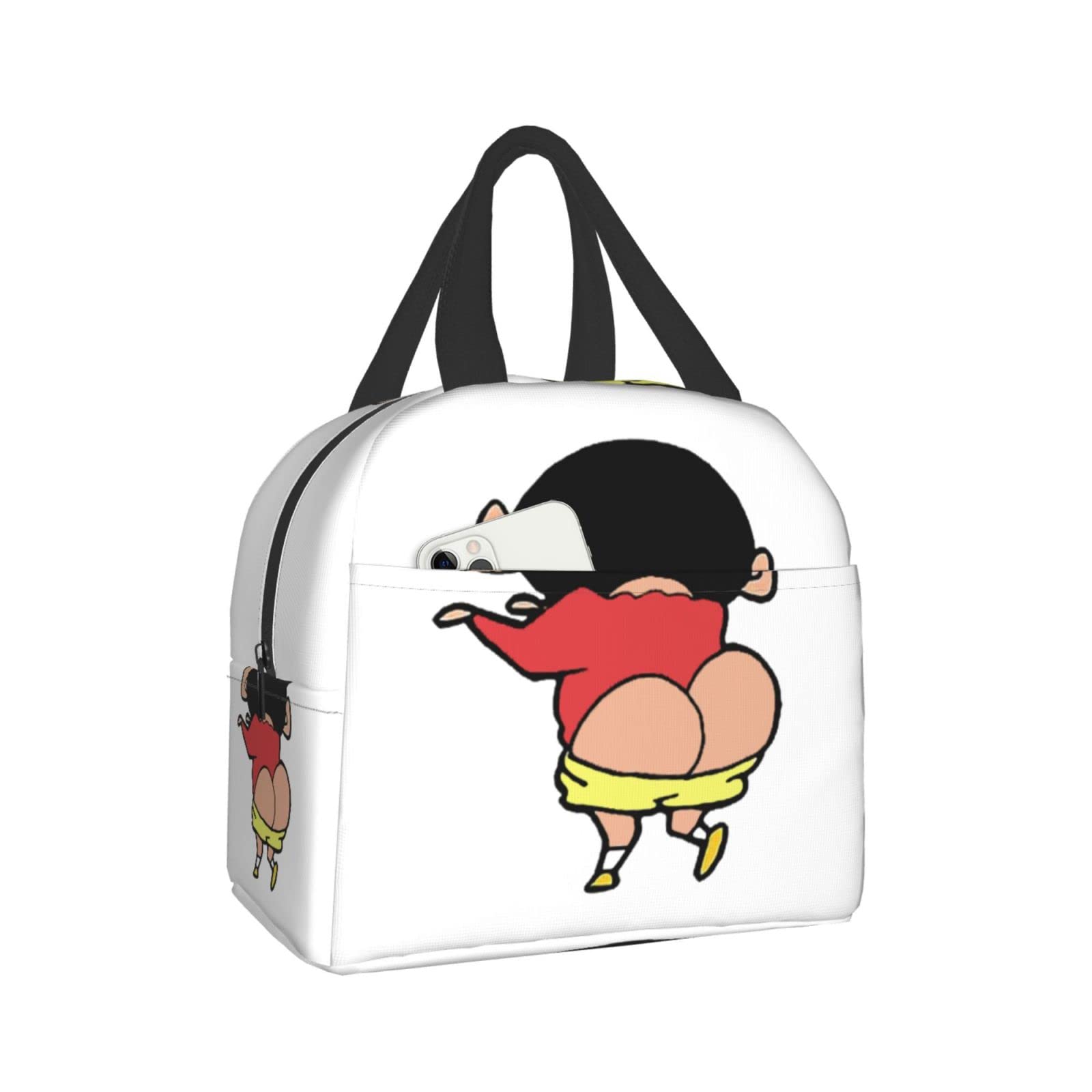 

Crayon Insulated Lunch Bag with Clasp Bento Cooler Bag with Soft Cooler Bag Shin-chan Closure, Black, Box, Insulated, Zipper, Compact, Bag, Tote/Eco