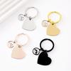 Stainless Steel Peach Heart Laser Engraved Keychain